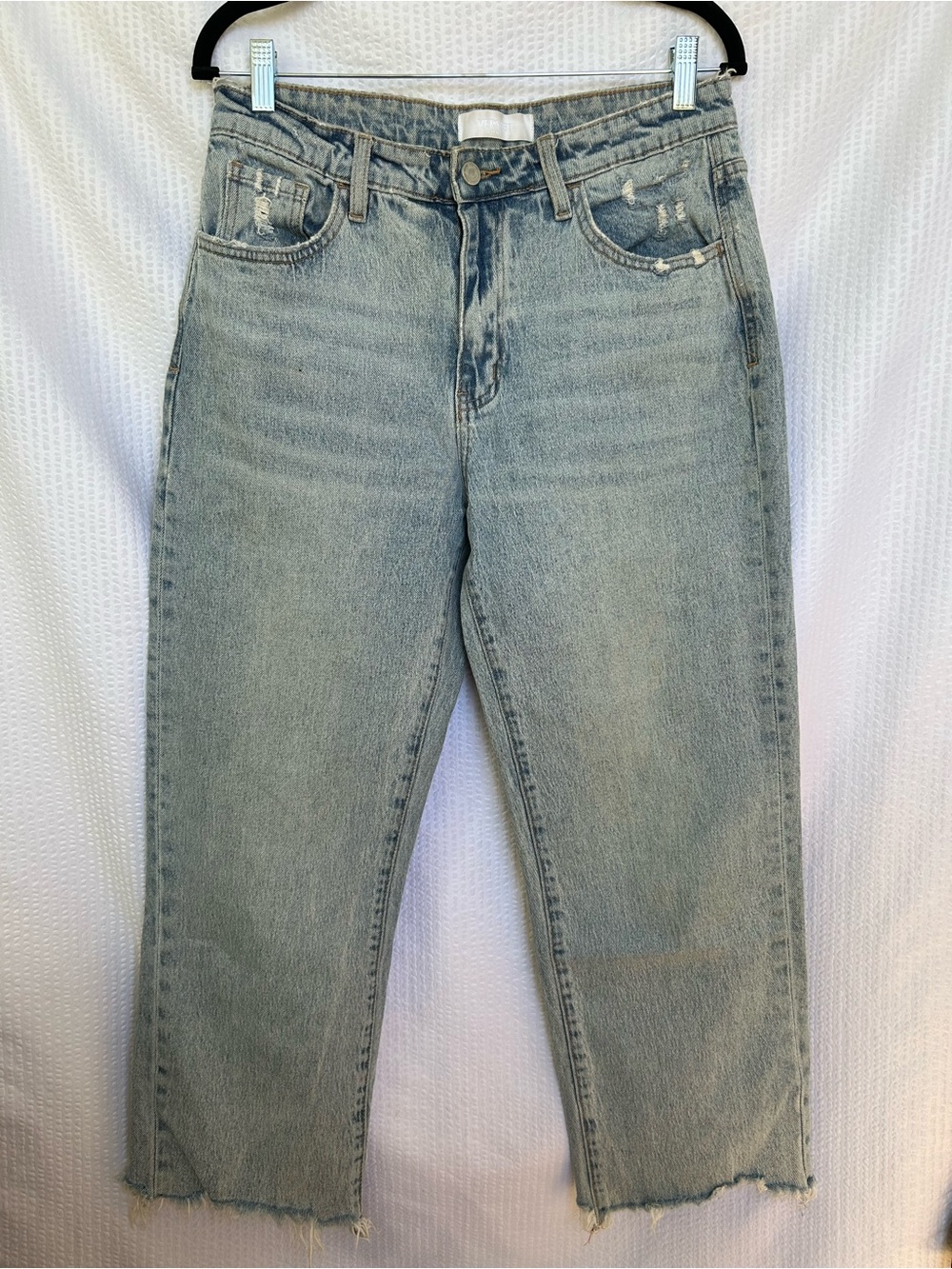 Vervet Blue Straight Leg Distressed Raw Hem Jeans Waist 30